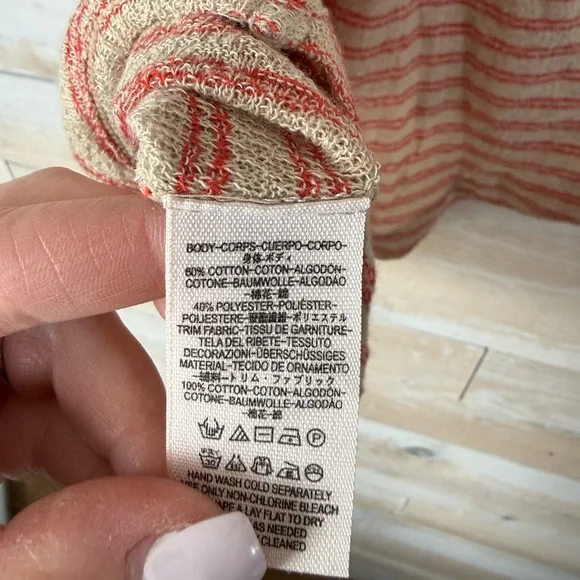 Free People Frida Embroidered Striped Faux Wrap Top in Neutral Size M NWT - Picture 8 of 8